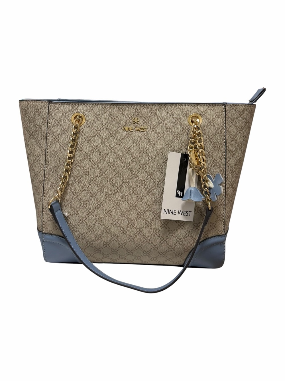 Nine West Tan/Blue Logo Faux Leather Handbag